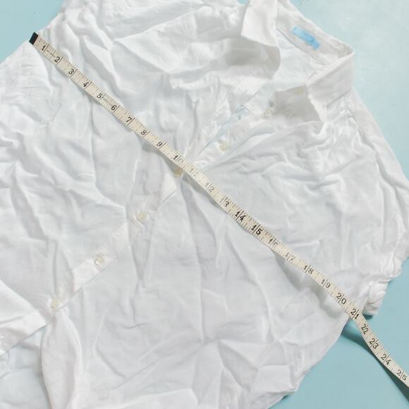 J McLaughlin White Button Front Boxy Cut Loose Fit Blouse Size XSmall - Picture 5 of 7